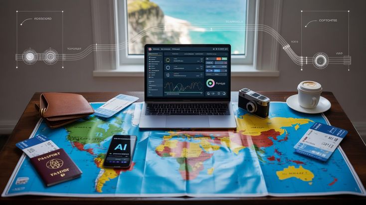 Viaggiatori che osservano una mappa